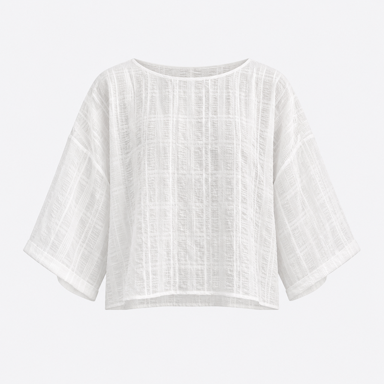 Blouse blanche à encolure bateau — vue de face — Daniel Baud