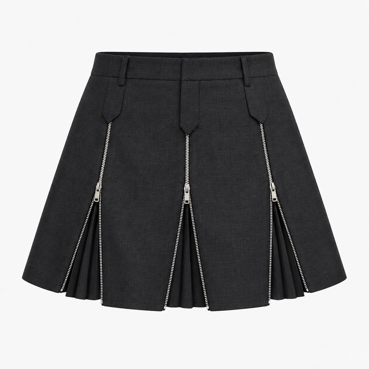 Jupe noire plissée à zips