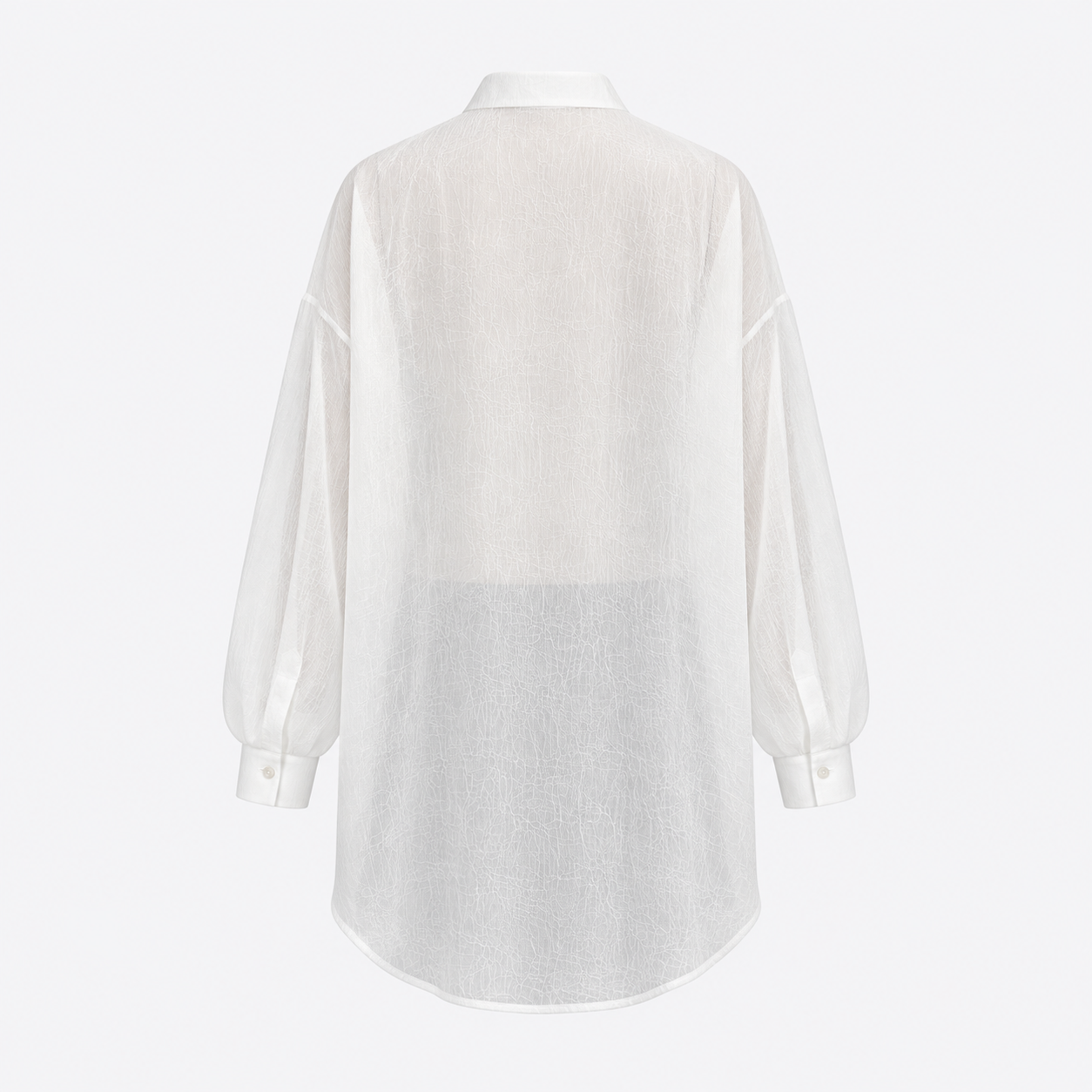 Chemise longue blanche à col officier — vue de dos — Daniel Baud
