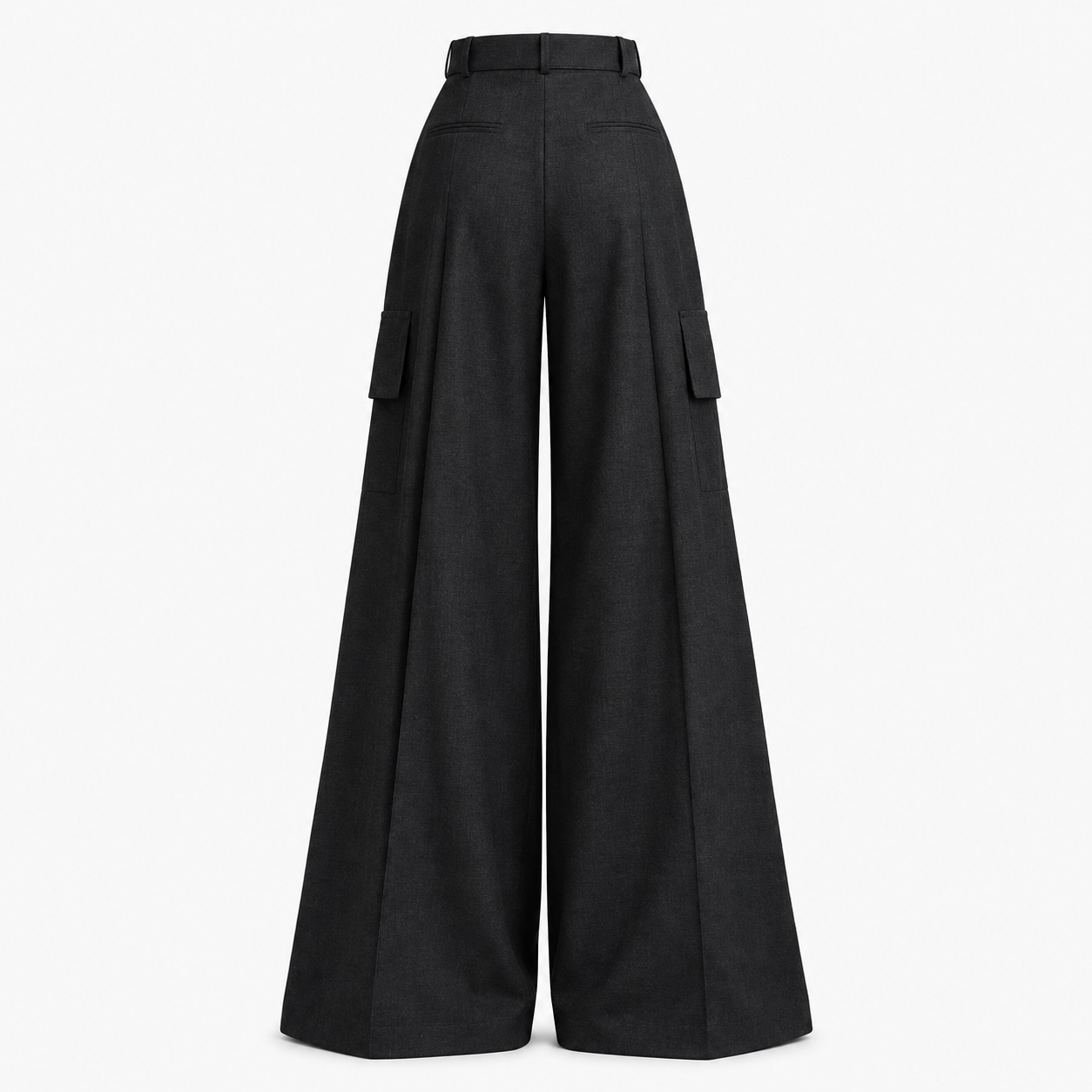 Pantalon large noir à poches — vue de dos — Daniel Baud