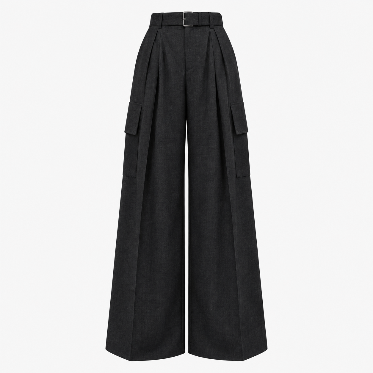 Pantalon large noir à poches — vue de face — Daniel Baud