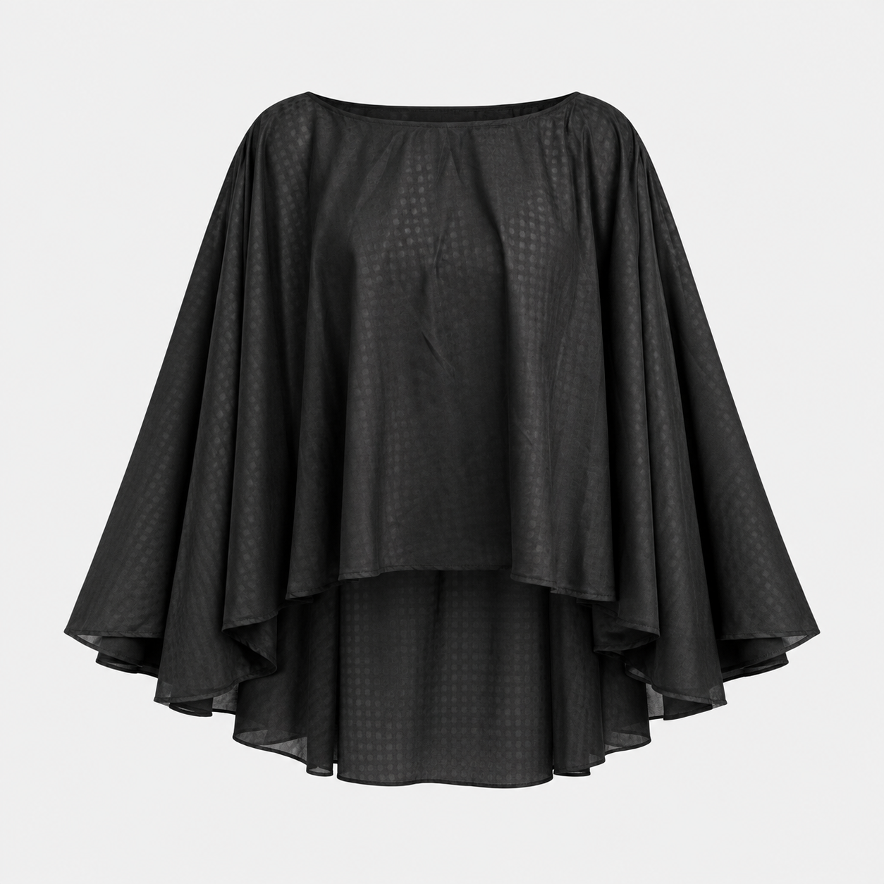Cape noire asymétrique — vue de face — Daniel Baud